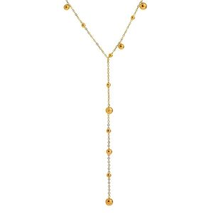 Brand New 18K Gold Long Balls & Chain Necklace